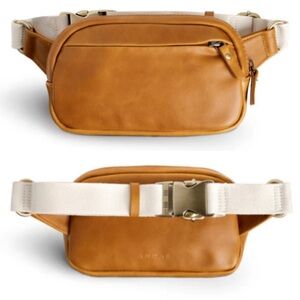 NWOT Andar The Indie Crossbody Belt Bag Fanny Pack In Camel Tan Leather Minimal